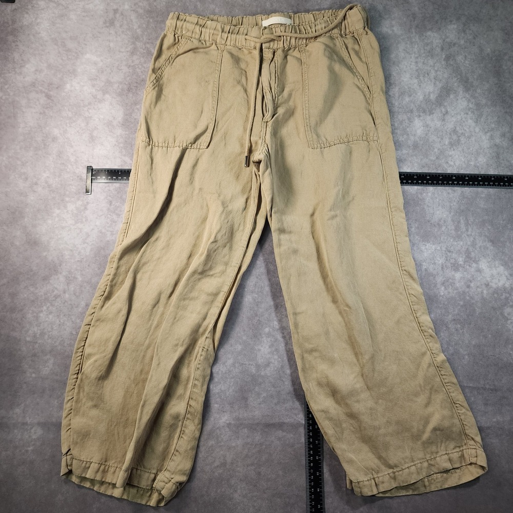 JOES Jeans Khaki Wide Leg Utility Pants L Drawstring Elastic Waist Lyocell Linen
